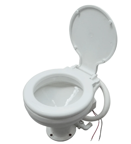 Deluxe Electric Toilet 12v - Soft Close, Electric Marine Toilet with large bowl and soft closing lid.