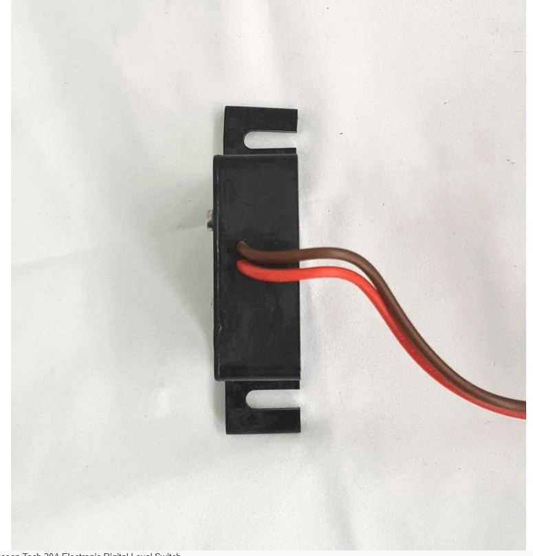 Ocean Tech 20A Electronic Digital Level Switch showing a black housing with red and brown wires.
