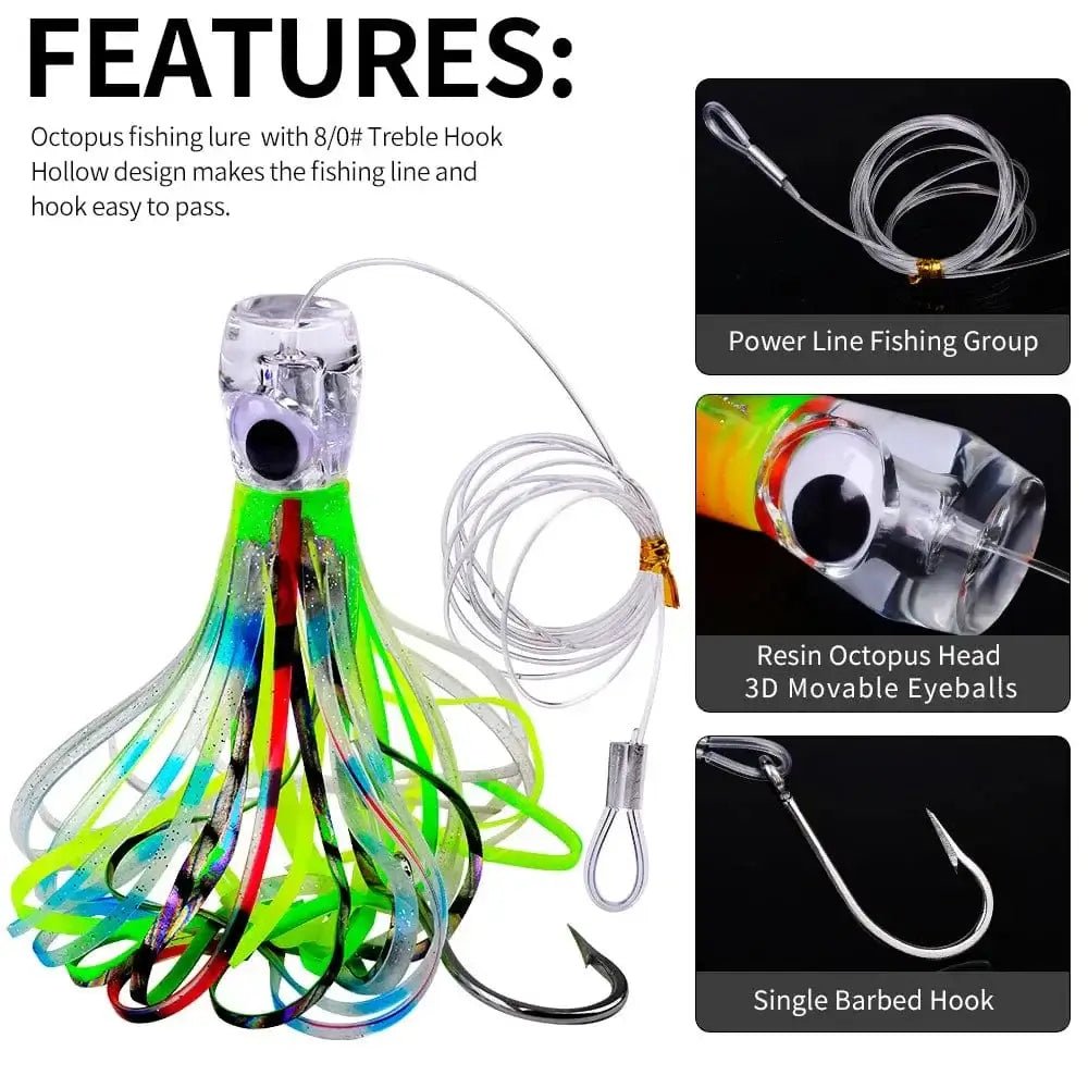 China China 17CM/70G 23CM/96G 2 Kinds of Professional Ocean Squid Boat Fishing Lures with Wire Bait and Squid Soft Lure for Trolling tuna