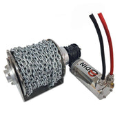ODIN 900 Drum Winch featuring fully waterproof design and stainless steel body with chain.