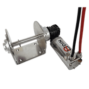 ODIN 900 Drum Winch showing waterproof stainless steel body and sealed connection leads