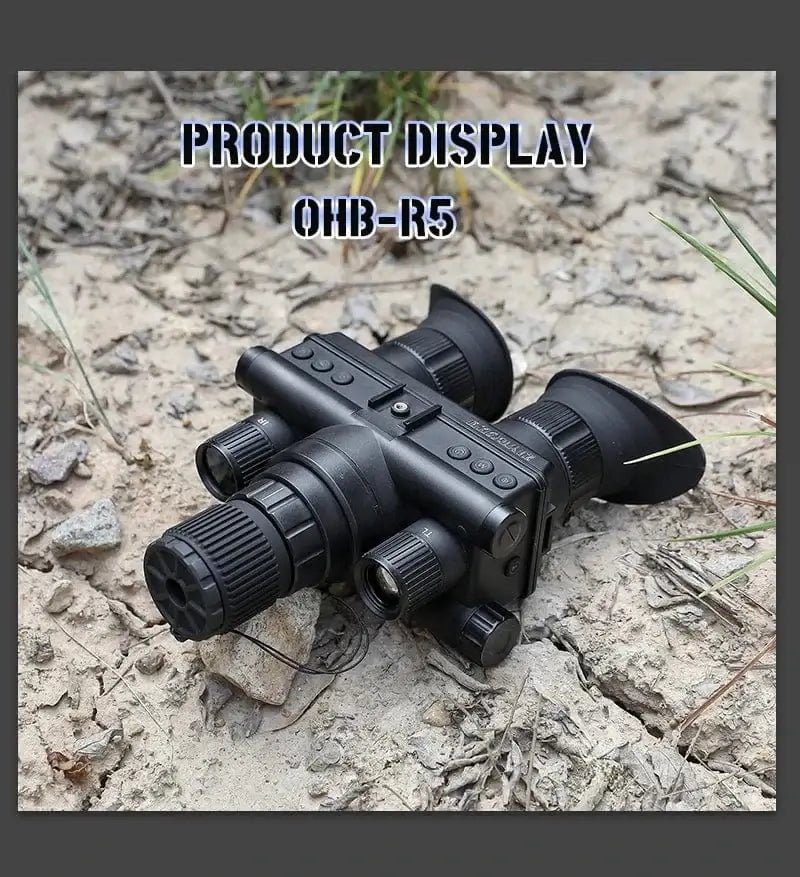 China China OHB-R5 OHB-R5 Digital Binoculars 1080P HD Night Vision 600M Long Range Hunting with IR & Tacticle Flashlight Head Mounted Video