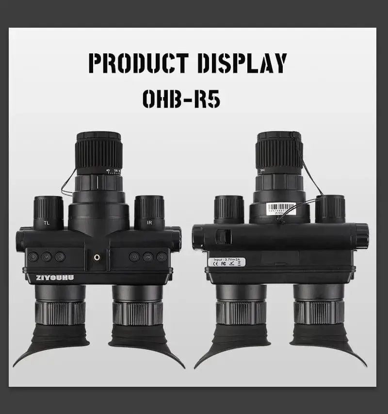 China China OHB-R5 OHB-R5 Digital Binoculars 1080P HD Night Vision 600M Long Range Hunting with IR & Tacticle Flashlight Head Mounted Video