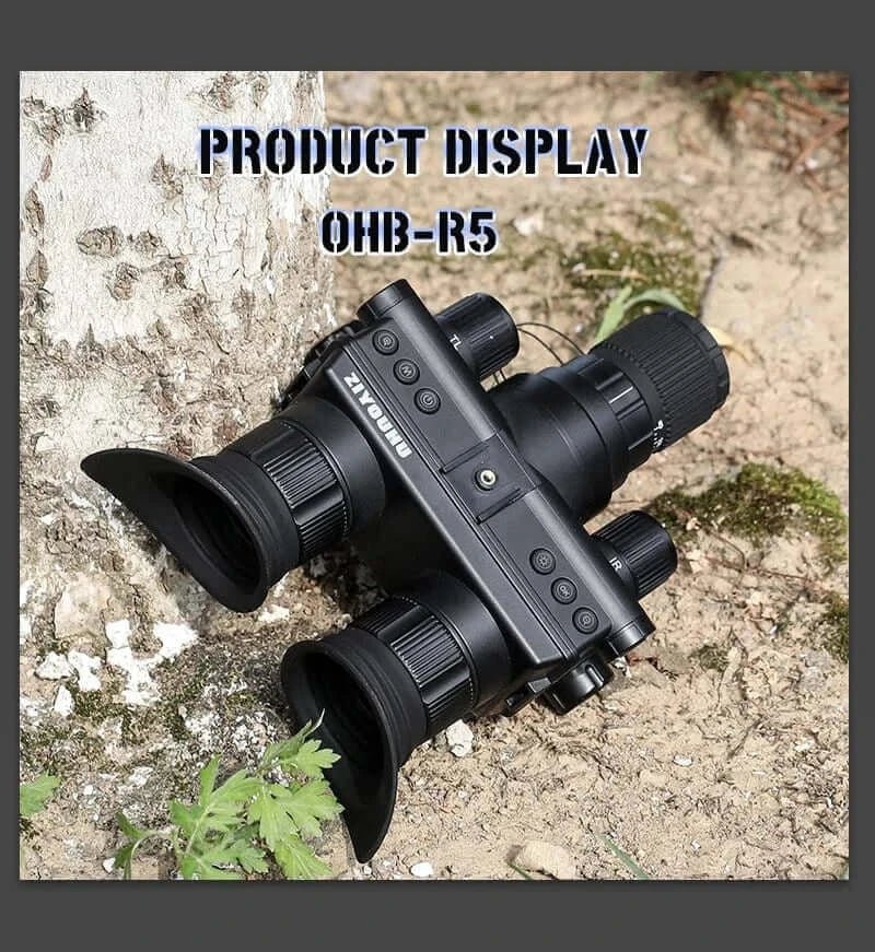 China China OHB-R5 OHB-R5 Digital Binoculars 1080P HD Night Vision 600M Long Range Hunting with IR & Tacticle Flashlight Head Mounted Video