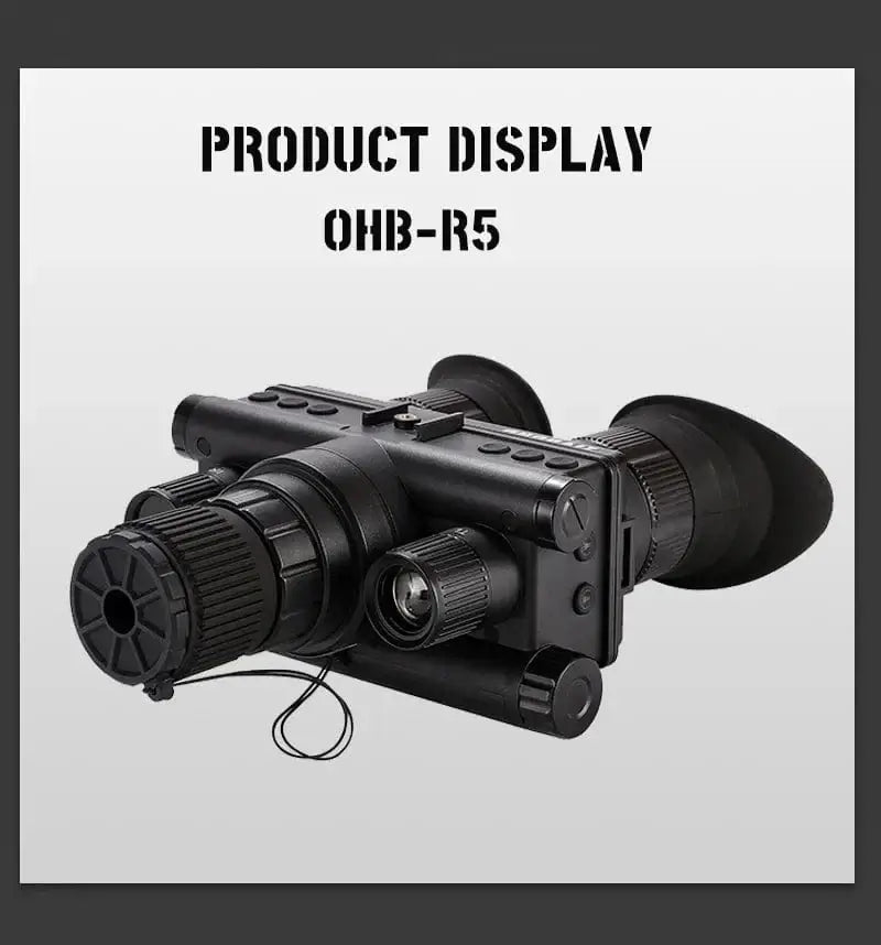 China China OHB-R5 OHB-R5 Digital Binoculars 1080P HD Night Vision 600M Long Range Hunting with IR & Tacticle Flashlight Head Mounted Video
