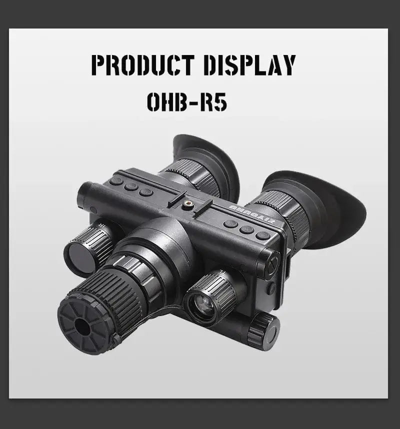 China China OHB-R5 OHB-R5 Digital Binoculars 1080P HD Night Vision 600M Long Range Hunting with IR & Tacticle Flashlight Head Mounted Video
