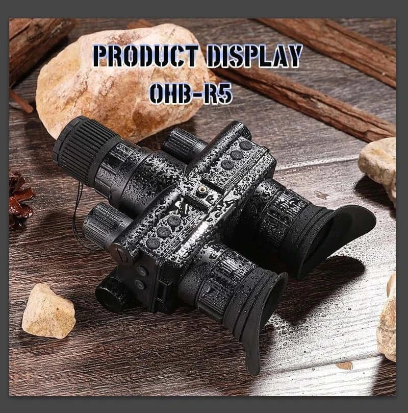 China China OHB-R5 OHB-R5 Digital Binoculars 1080P HD Night Vision 600M Long Range Hunting with IR & Tacticle Flashlight Head Mounted Video