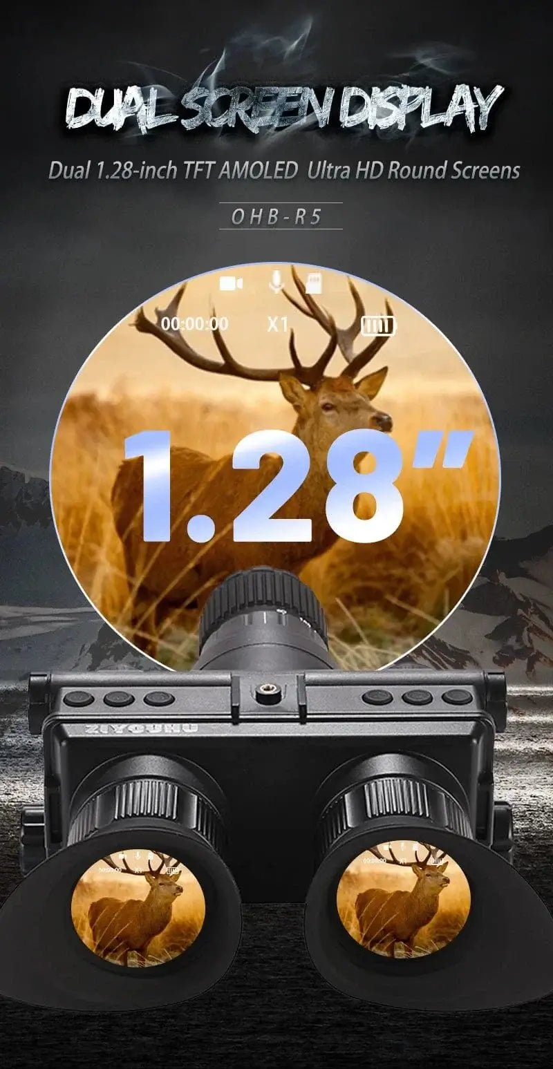 China China OHB-R5 OHB-R5 Digital Binoculars 1080P HD Night Vision 600M Long Range Hunting with IR & Tacticle Flashlight Head Mounted Video