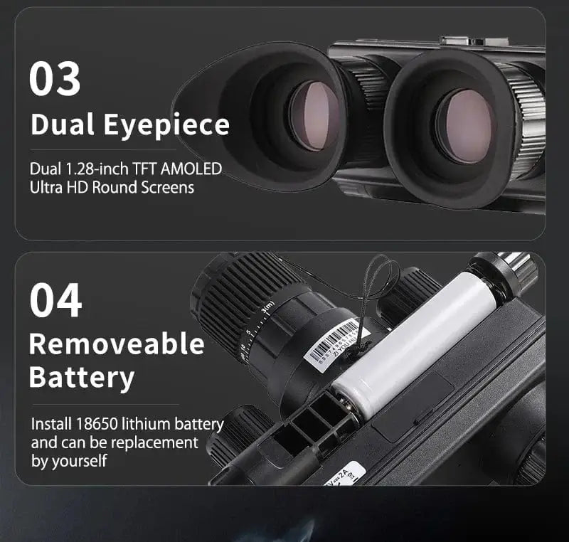 China China OHB-R5 OHB-R5 Digital Binoculars 1080P HD Night Vision 600M Long Range Hunting with IR & Tacticle Flashlight Head Mounted Video