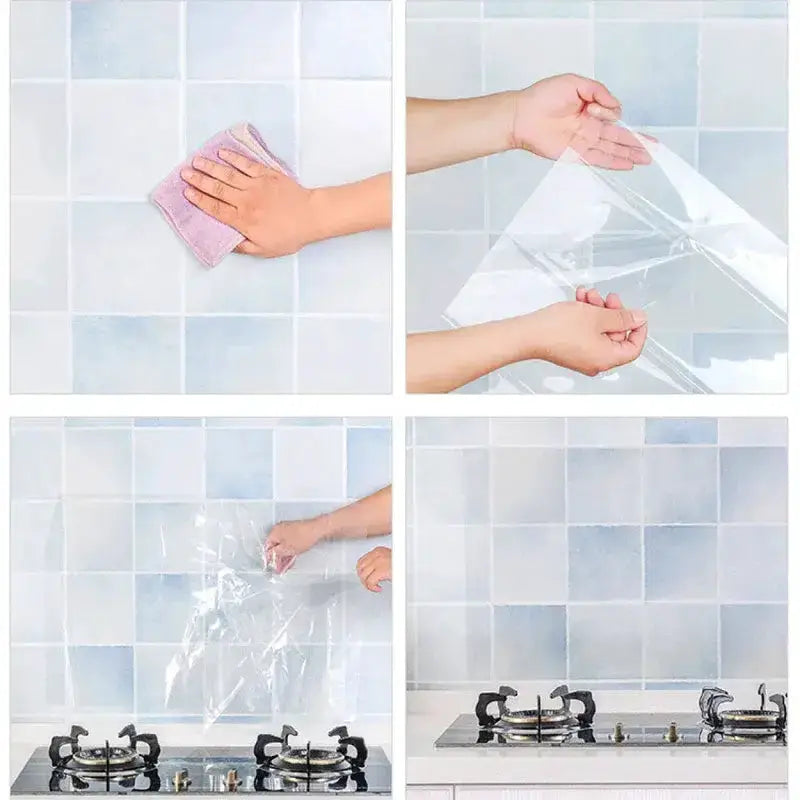 Oil-Proof Kitchen Wall Self-Adhesive Tiles – Transparent (5 different sizes available) by Habicare