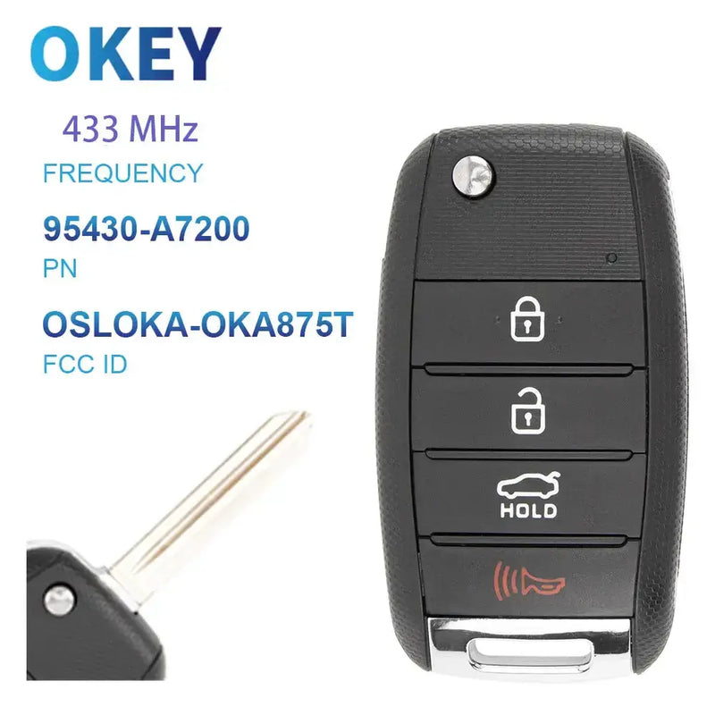 Habicare Kia Forte 2017 2018 Remote Key Fob 315 433 MHz TQ8 RKE 3F05 OSLOKA OKA875T Kia Forte 2017 2018 Remote Key Fob 315 433 MHz