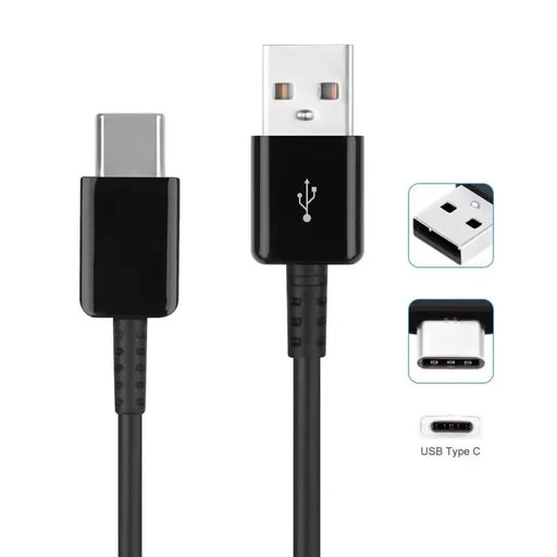 Charger & Data Transfer Cable (USB to Type C) - 1m (Black) by 9eight5