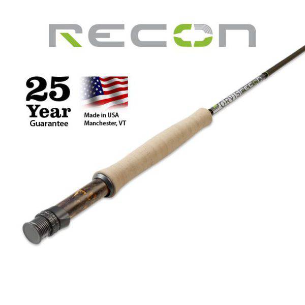 Orvis Rod Recon Fly 9064 showcasing a lightweight design and 25-year guarantee, made in USA, perfect for avid anglers.