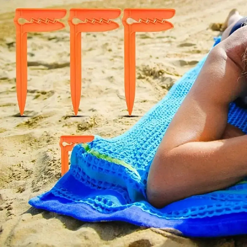 Outdoor Beach & Picnic Mat Towel Holder – Windproof Camping Tool (4pcs) by Habicare