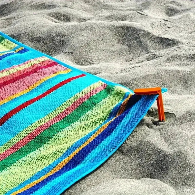Outdoor Beach & Picnic Mat Towel Holder – Windproof Camping Tool (4pcs) by Habicare