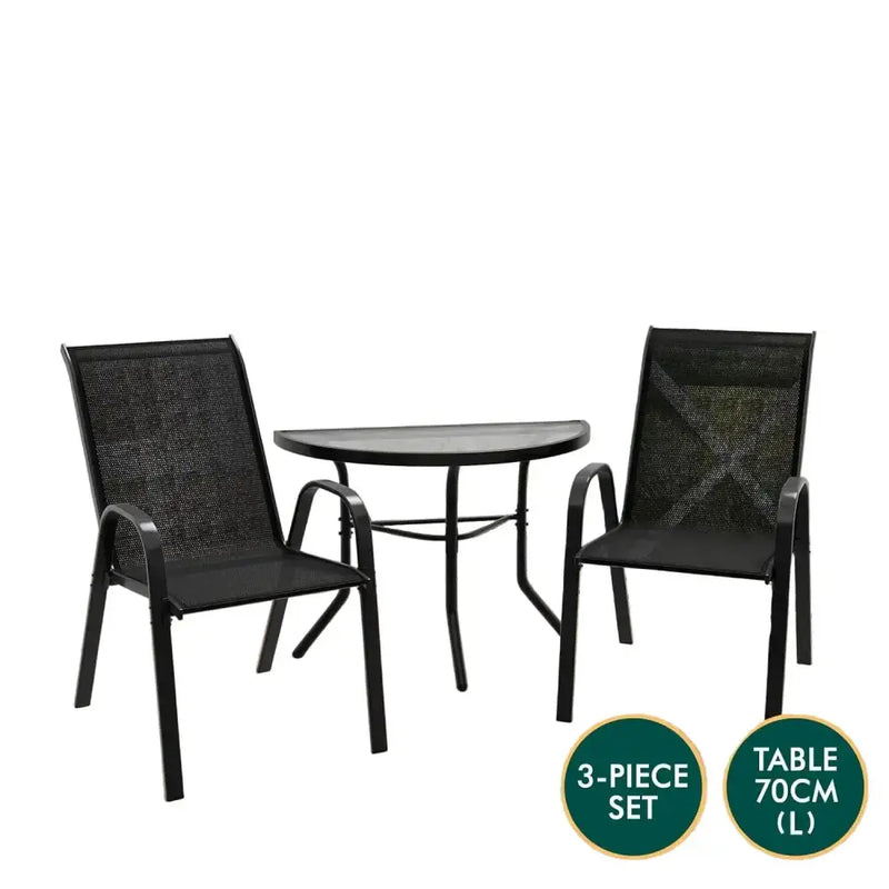 Outdoor Dining Set – 1 Semicircular Patio Table & 2 Chairs by Habicare