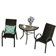Outdoor Dining Set – 1 Semicircular Patio Table & 2 Chairs by Habicare
