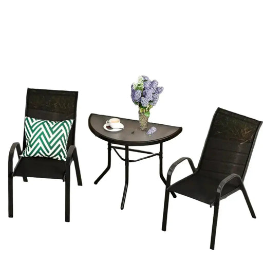 Outdoor Dining Set – 1 Semicircular Patio Table & 2 Chairs by Habicare
