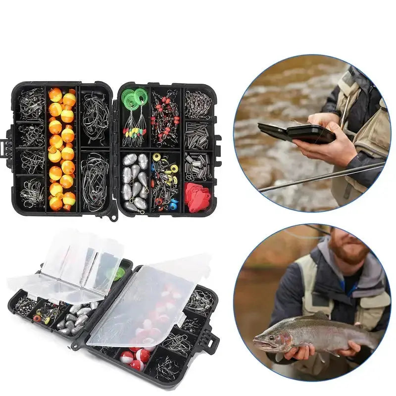 Outdoor Fishing Accessories Set with Tackle Box (263pcs) by Habicare