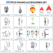 Outdoor Fishing Accessories Set with Tackle Box (263pcs) by Habicare