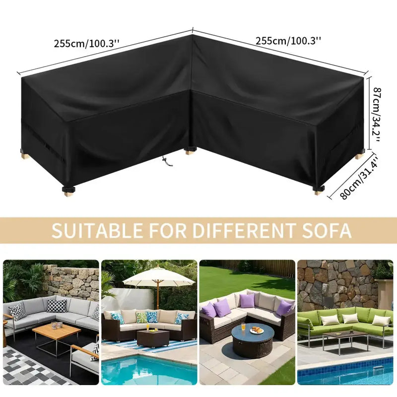 Outdoor Waterproof L-Shape Sofa Cover – Heavy-Duty Weather Protection (different sizes available) by Habicare