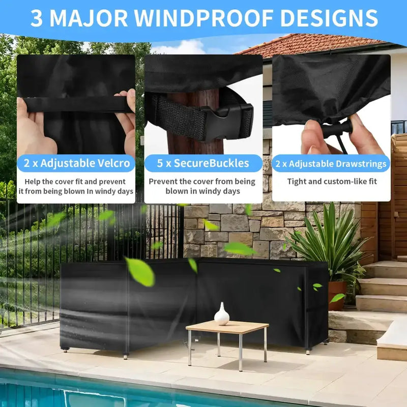 Outdoor Waterproof L-Shape Sofa Cover – Heavy-Duty Weather Protection (different sizes available) by Habicare