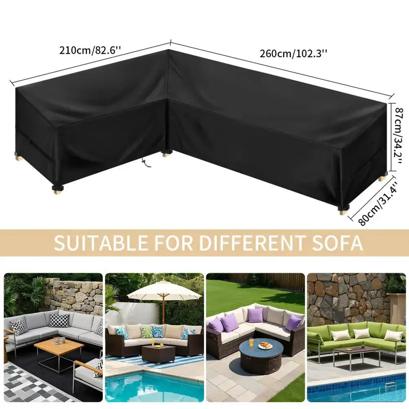 Outdoor Waterproof L-Shape Sofa Cover – Heavy-Duty Weather Protection (different sizes available) by Habicare