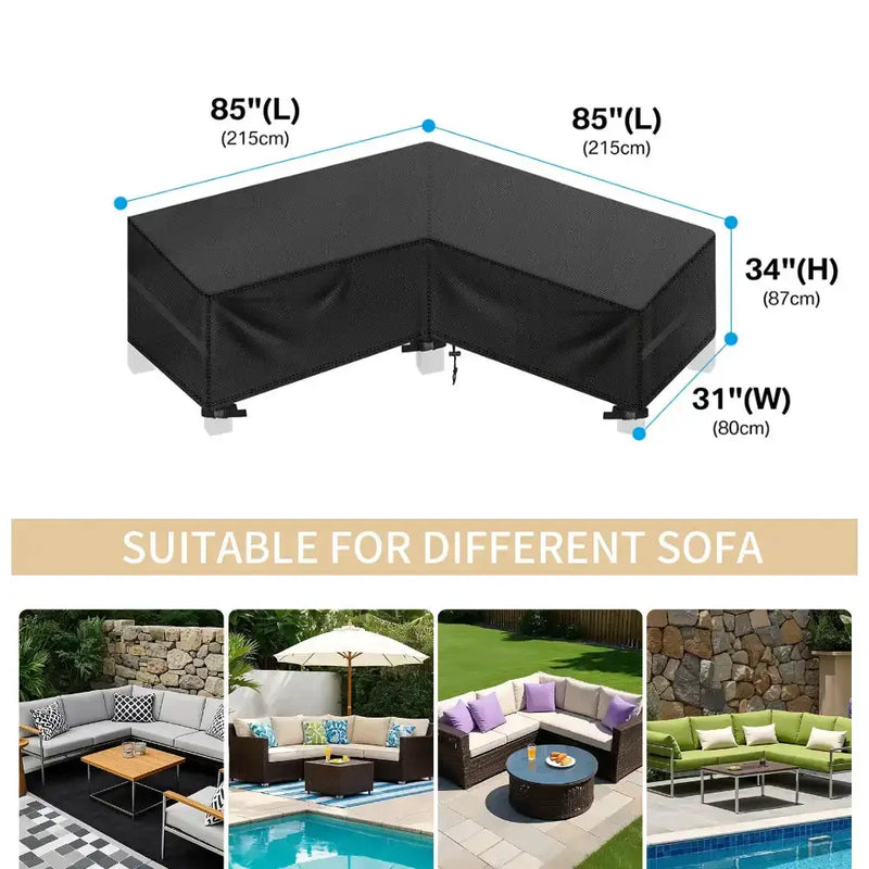 Outdoor Waterproof L-Shape Sofa Cover – Heavy-Duty Weather Protection (different sizes available) by Habicare
