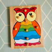 Hooty Owl Knob Puzzle - QToys | Wooden Toy NZ by Curious Moonbeam
