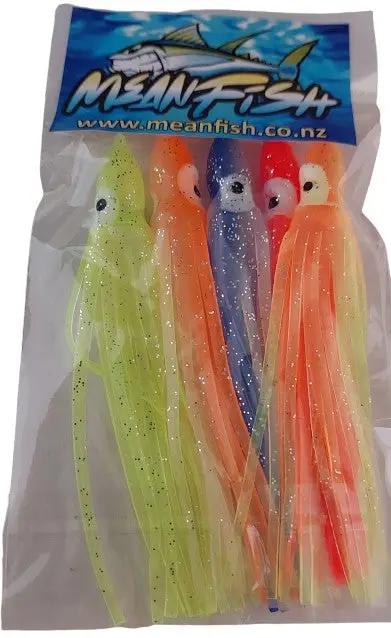 Soft Squid Skirts -10cm Multi Coloured Lumo - Pack of 5 by NZ Diver