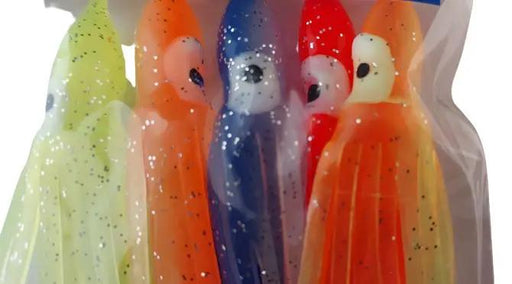 Soft Squid Skirts -10cm Multi Coloured Lumo - Pack of 5 by NZ Diver