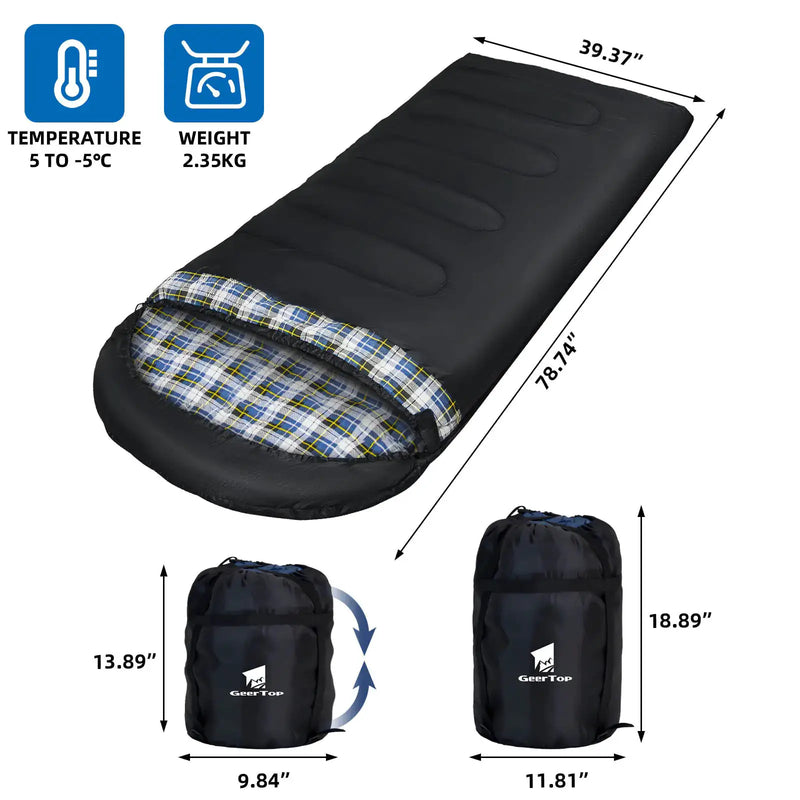 Large Winter Flannel Sleeping Bag - 220x100cm Warm Thickened Camping Sleeping Bag | Envelope Design by Mead's Supply & Equipment Outfitters limited
