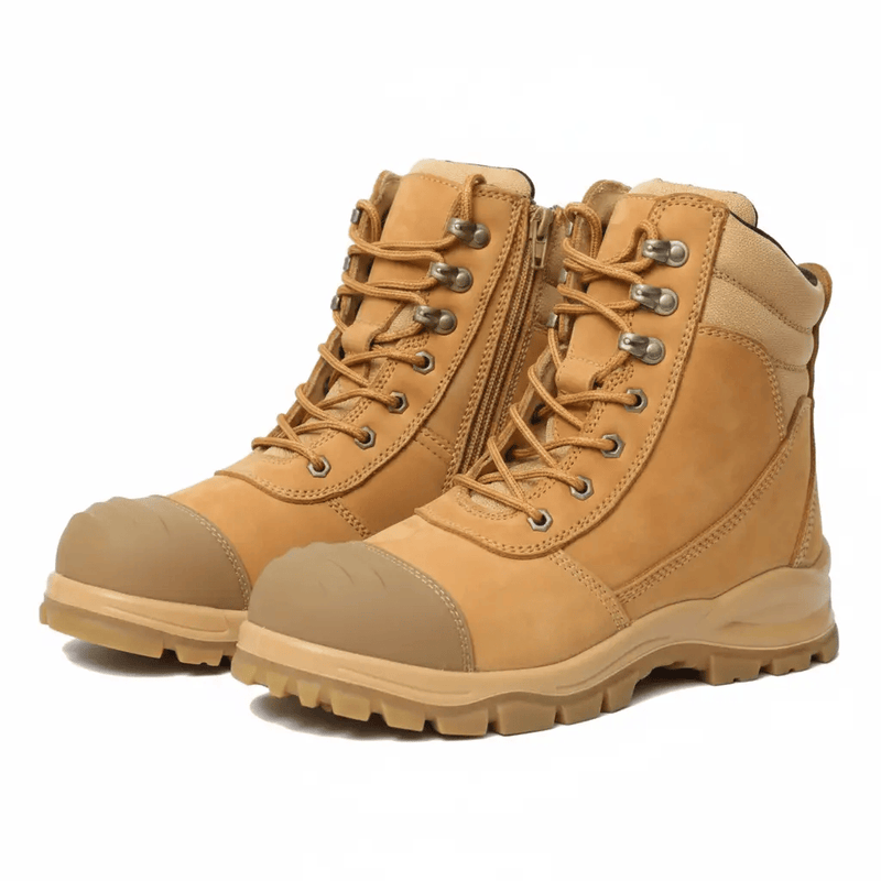 Mead's Supply & Equipment Outfitters limited Safety Footwear Steel Toe Zip Sided Safety Boot With Nubuck Leather High Top Wheat Steel Toe Zip Sided Safety Boot In Nubuck Wheat