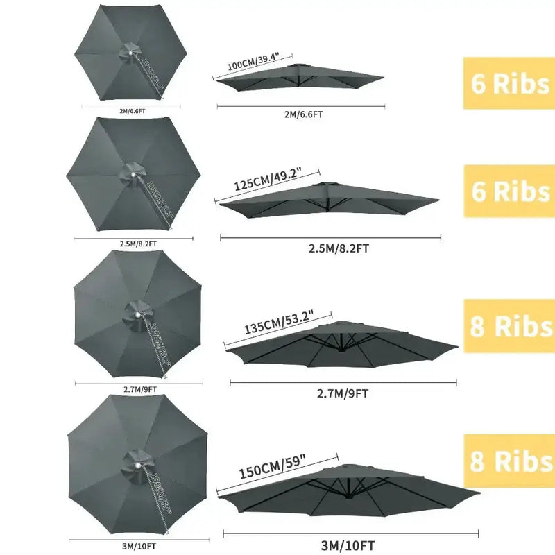 Parasol Replacement Cover – 6 or 8 Ribs (6 colours available) by Habicare