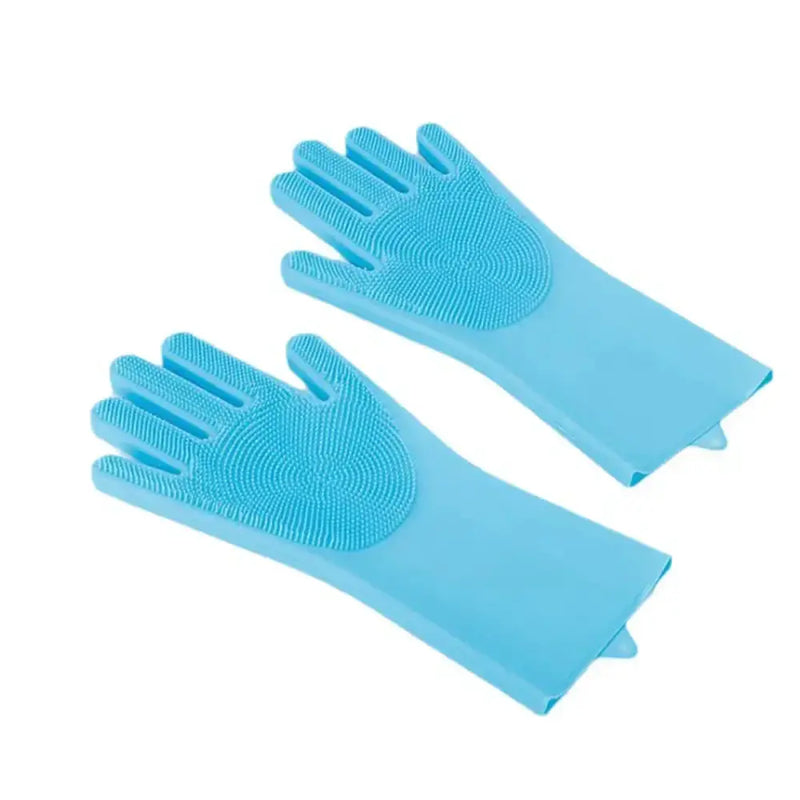 Pet Grooming Gloves Silicone (Pink & Blue) by Habicare