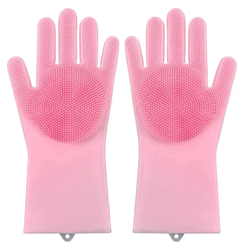 Pet Grooming Gloves Silicone (Pink & Blue) by Habicare