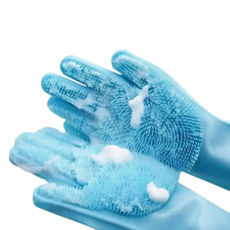 Pet Grooming Gloves Silicone (Pink & Blue) by Habicare