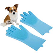 Pet Grooming Gloves Silicone (Pink & Blue) by Habicare