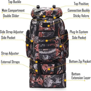 100L Hiking and Camping Backpack – Large Capacity Outdoor Travel Bag BMT1175 by ECOTREK