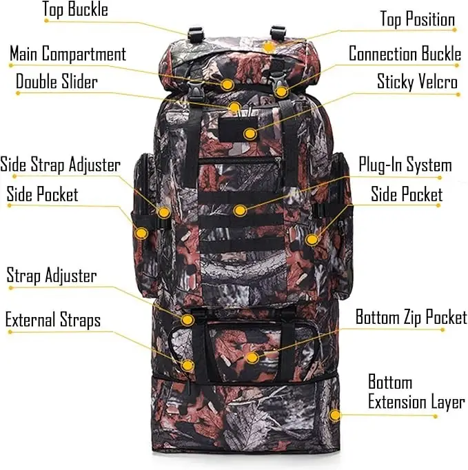 100L Hiking and Camping Backpack – Large Capacity Outdoor Travel Bag BMT1175 by ECOTREK