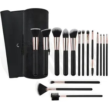 Poppy Gifts Professional Makeup Brush Set 16 Pieces Soft Fiber Hair Wooden Handle Black Color For Foundation Powder Blush Eyeshadow And More Professional Makeup Brush Set 16 Pieces Soft Fiber Hair Wooden Handle Black Color For Foundation Powder Blush Eyeshadow And More