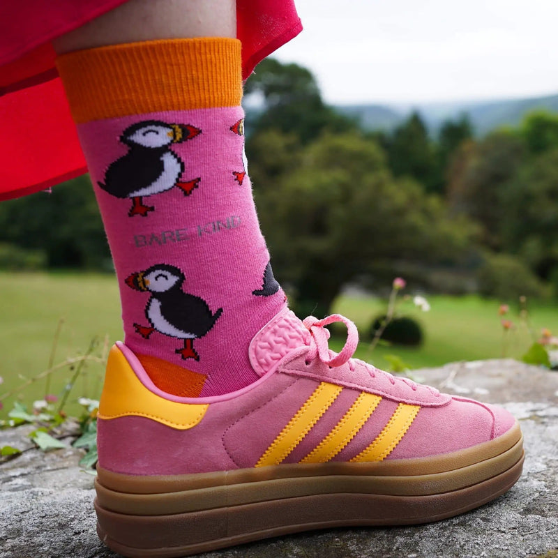 Barekind NZ Socks Save the Pink Puffin Bamboo Socks Save the Pink Puffin Bamboo Socks