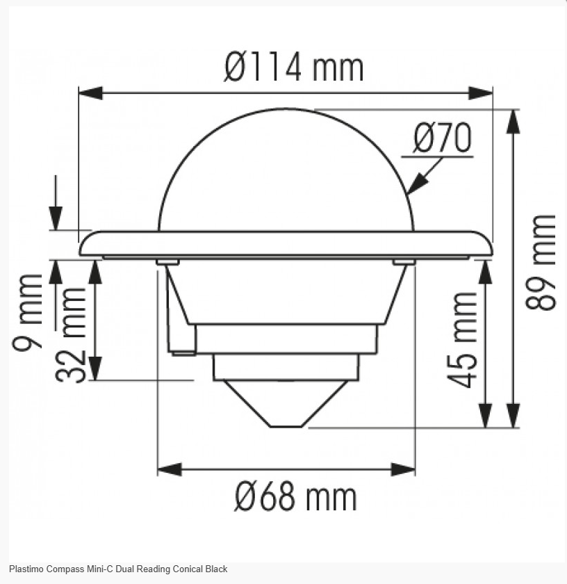 Plastimo Marine Navigation Plastimo Compass Mini-C Dual Reading Conical BK