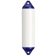 Polyform Fender - inflatable white and blue boat fender for boats ranging from 3m to 35m, made from flexible vinyl.