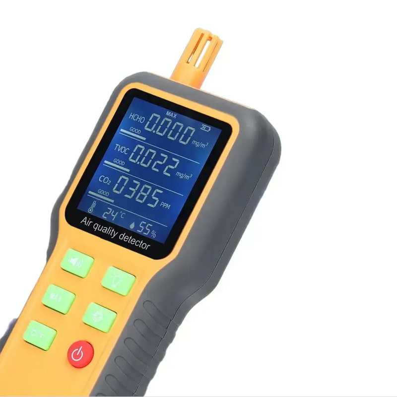 Portable Air Quality Monitor – CO2, TVOC, HCHO, Temperature & Humidity Detector (5-in-1) by Habicare