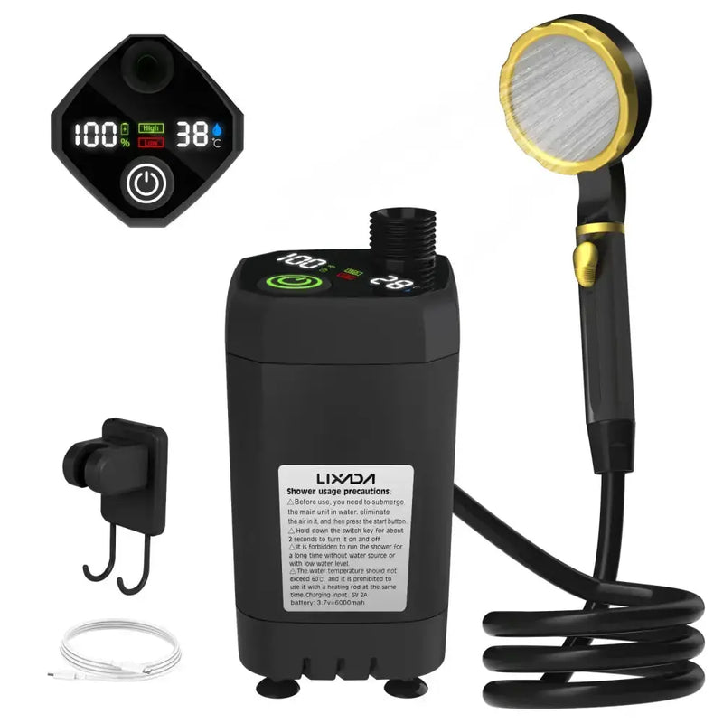 Portable Camping Shower Pump with Digital Display – 6000mAh (5 colours) by Habicare