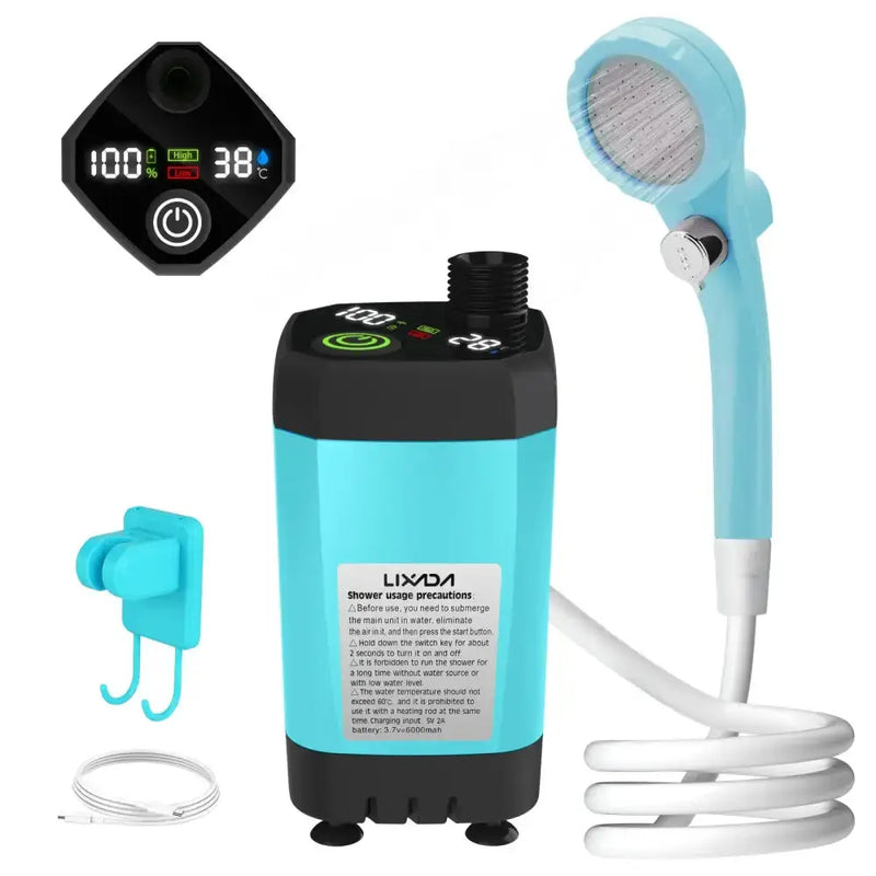 Portable Camping Shower Pump with Digital Display – 6000mAh (5 colours) by Habicare