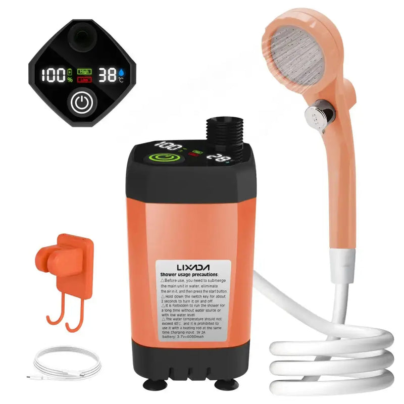 Portable Camping Shower Pump with Digital Display – 6000mAh (5 colours) by Habicare