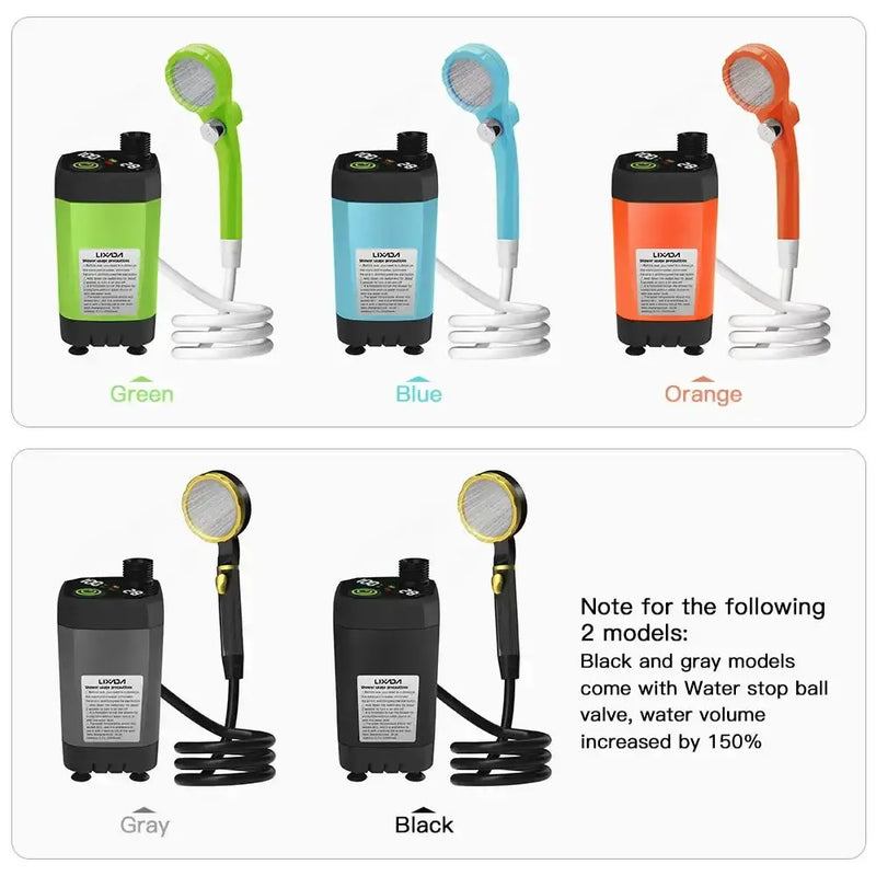 Portable Camping Shower Pump with Digital Display – 6000mAh (5 colours) by Habicare