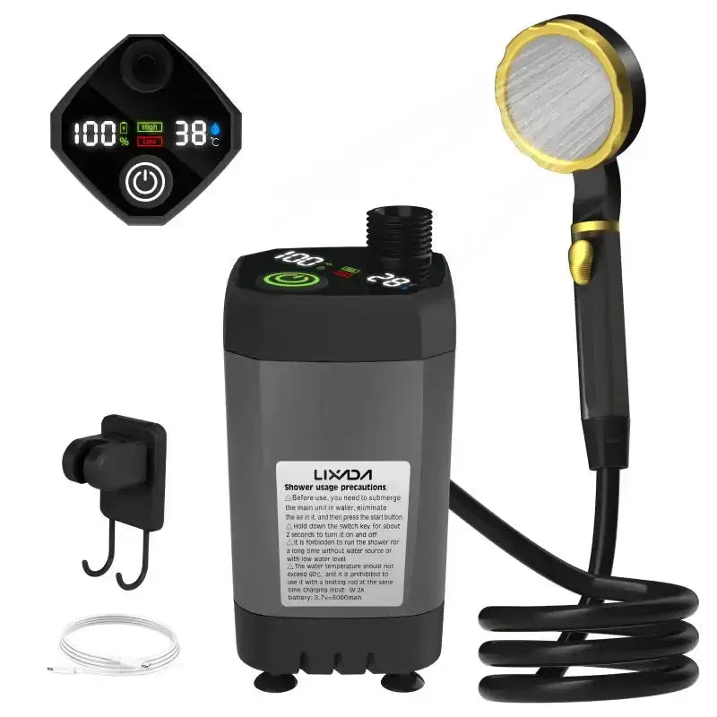 Portable Camping Shower Pump with Digital Display – 6000mAh (5 colours) by Habicare